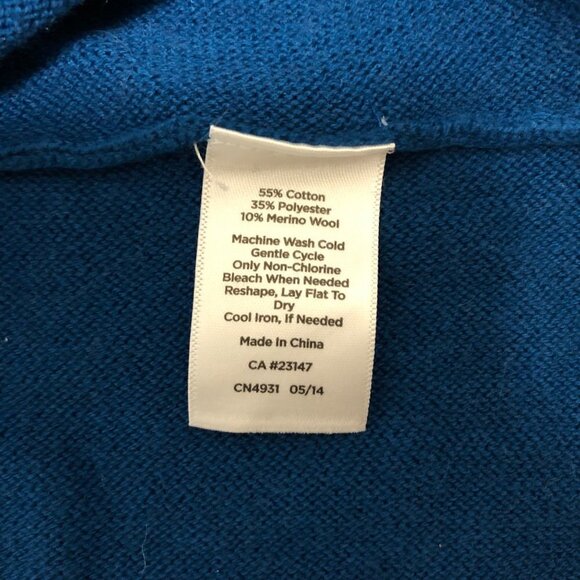 Talbots Cardigan Sweater Women's Size Small Petite Open Front Wool Blend Teal - Picture 6 of 6